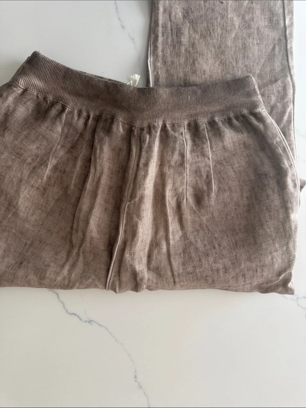 Harris cotton women linen pants taupe beige straight leg nwt